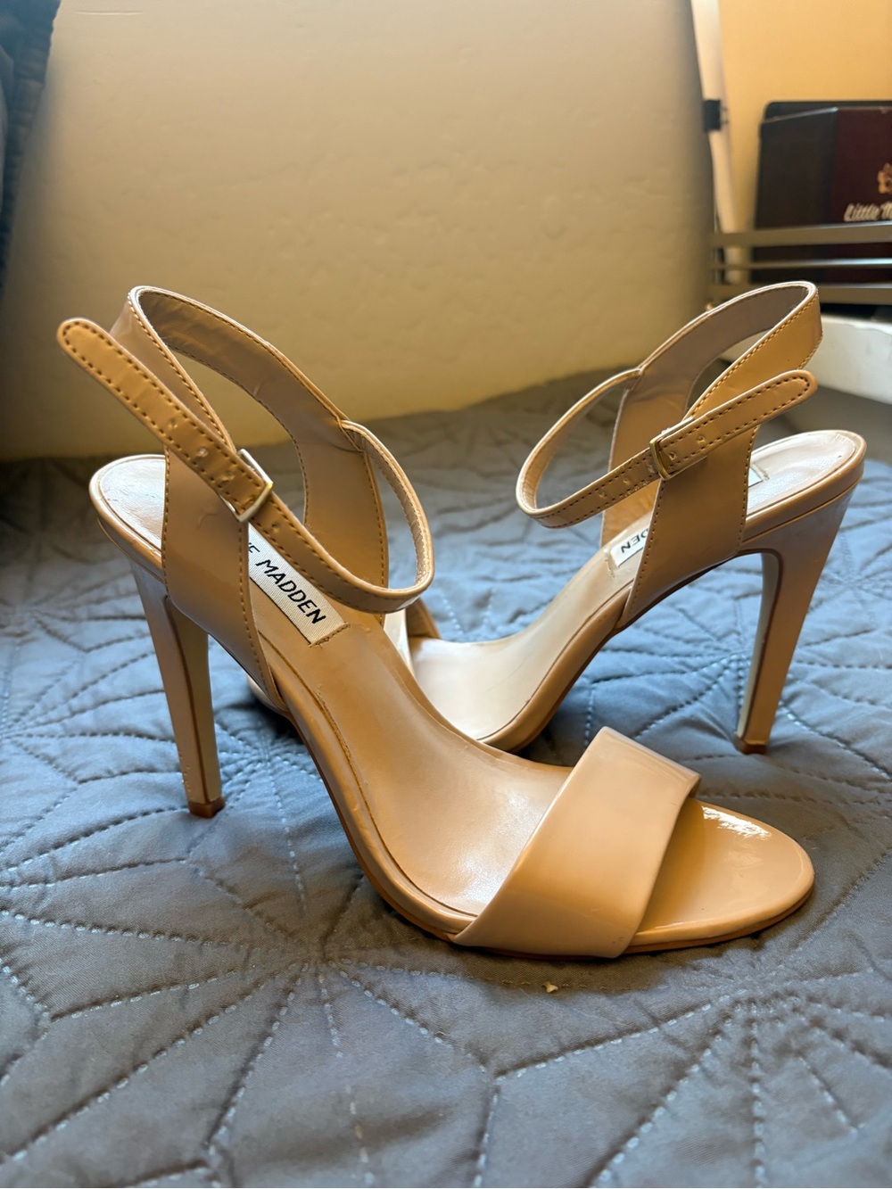 Steve Madden Nude Tan High Heel Ankle Strap Sandals - Picture 2 of 4